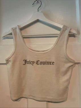 Juicy Couture Cream Rhinestone Logo Velour Tank